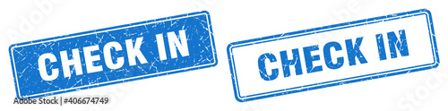 check in stamp set. check in square grunge sign
