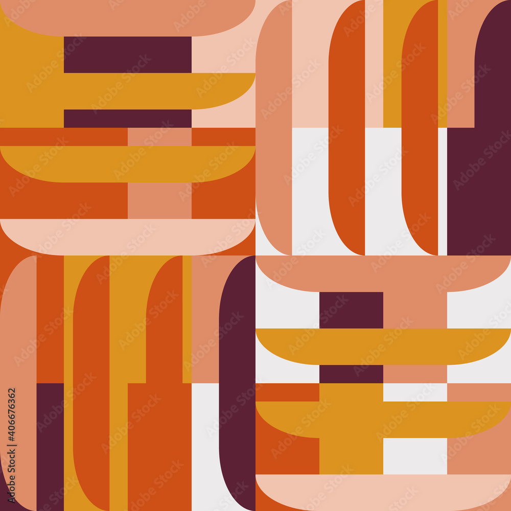 Mid-century geometric abstract vector seamless pattern with simple ...