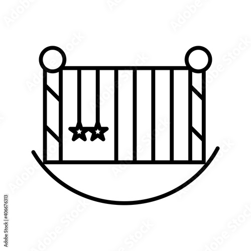 Unique Baby Cot Line Vector Icon