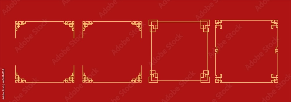 Happy chinese new year 2021, year of the ox . Isolated on red background. frame chinese ornament. ox sign zodiac