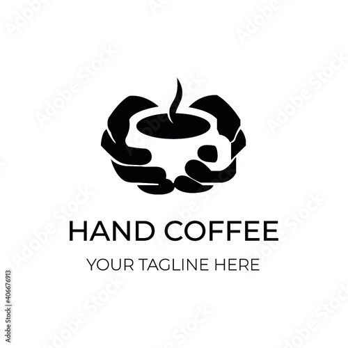 Hand coffee logo for restaurant, coffee cup logo, logo for coffee restaurant