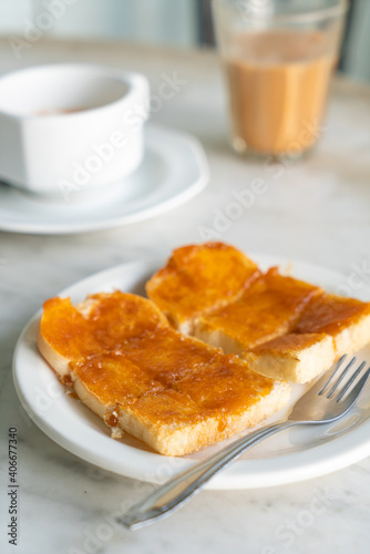 Custard  with bread toasted