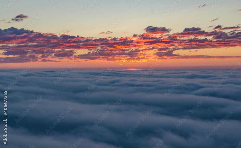 Cloud landscape Norway Soroya nothern midnight sun