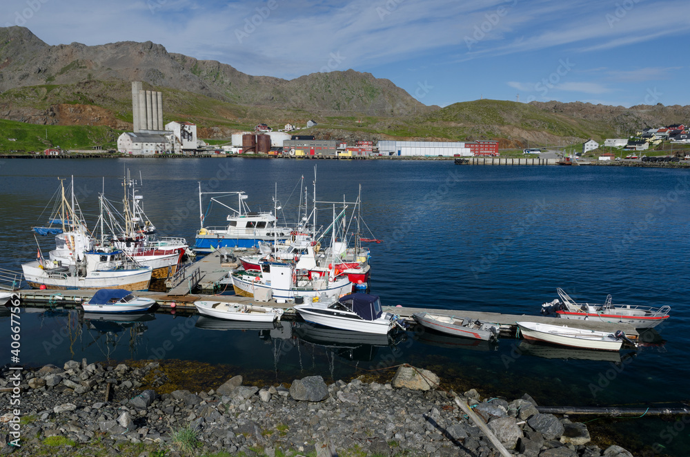 Fisherman boats harbor Hammerfest Norway