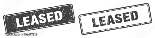 leased stamp set. leased square grunge sign