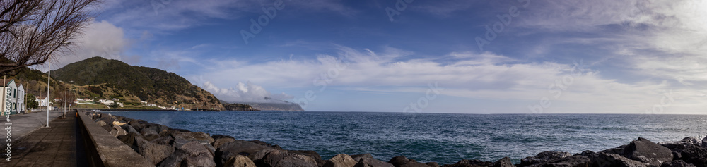 Panorama view at the Atlantic ocean, in Ribeira Quente, Sao Miguel island, Azores.