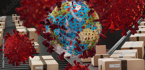 Fototapeta Naklejka Na Ścianę i Meble -  packages virus pandemic earth. elements of this image furnished by NASA. 3d-illustration