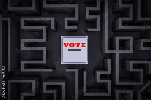 Slika na platnu Ballot box inside a maze demonstrating voting issue