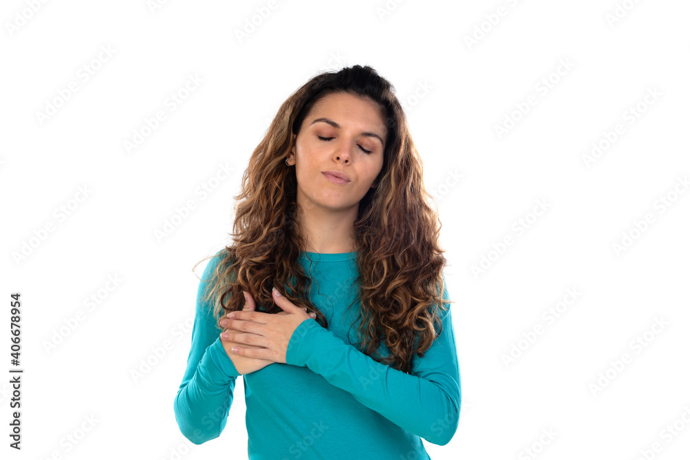 Casual woman with wavy and long hair Casual woman with wavy and long hair