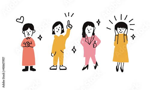 ハッピーな笑顔の女性イラスト