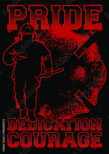  Pride Firefighter, Dedicated, Courage, Fireman, Silhouette Fireman