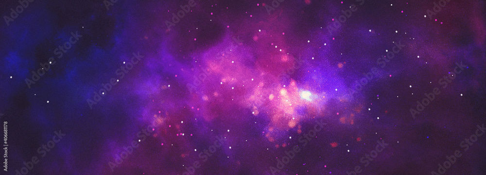 Cosmic artistic illustration. Colorful space background with stars