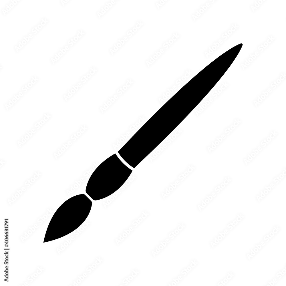 Brush icon. Black silhouette. Side view. Vector flat graphic illustration. The isolated object on a white background. Isolate. Brush icon. Black silhouette. Side view. Vector flat graphic illustration. The isolated object on a white background. Isolate.