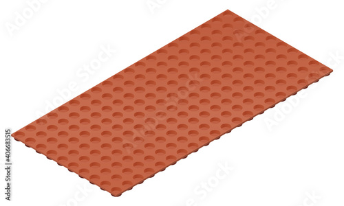 Isometric vector illustration profiled waterproofing membrane isolated on white background. Membrane for protect the waterproofing layer and to provide wall drainage vector icon in flat cartoon style.