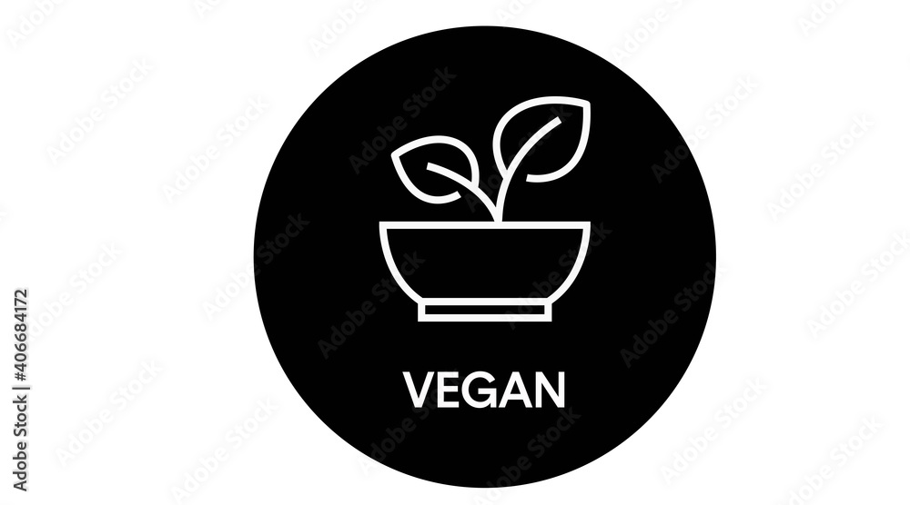 Vector Isolated Illustration of a Vegan Food Bowl. Black and White Vegan Food Bowl Icon Vector Isolated Illustration of a Vegan Food Bowl. Black and White Vegan Food Bowl Icon