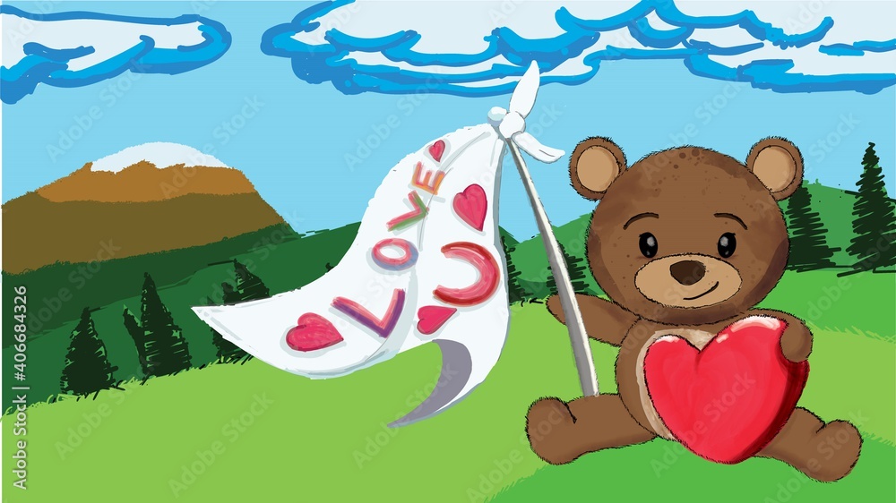 hand drawn baby teddy bear with love pillow hand drawn baby teddy bear with love pillow