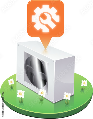 Pompe à chaleur avec un indice de réparabilité mauvais orange (détouré)