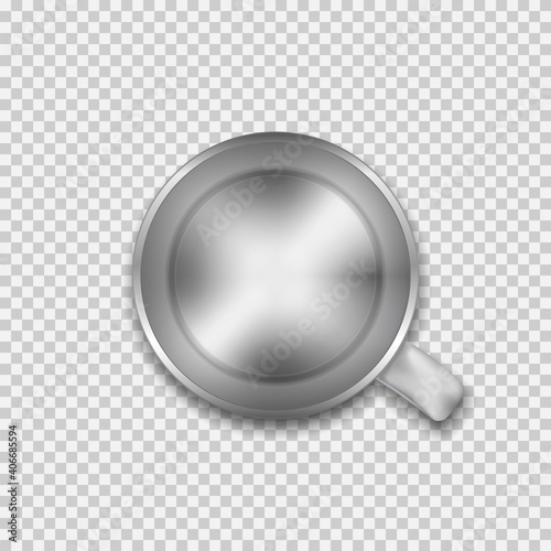Top view stainless steel cup isolated on transparent background.