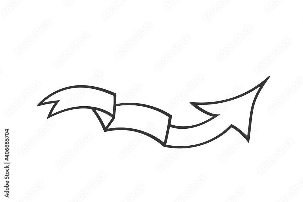 Naklejka premium Hand drawn arrow in doodle style. Cute direction indicator. Isolated object on a white background.