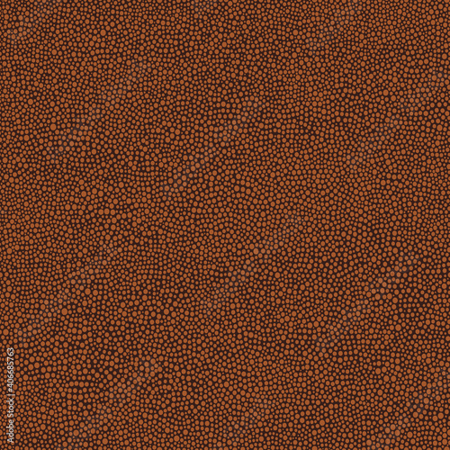 Australian aboriginal hand drawn seamless vector pattern with dots on dark brown background
