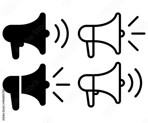 Loudspeaker icon. Set of Megaphone symbol. Vector illustration.