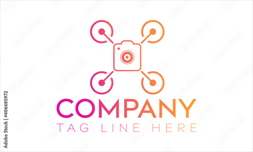 Fototapeta premium Drone with action camera logo design