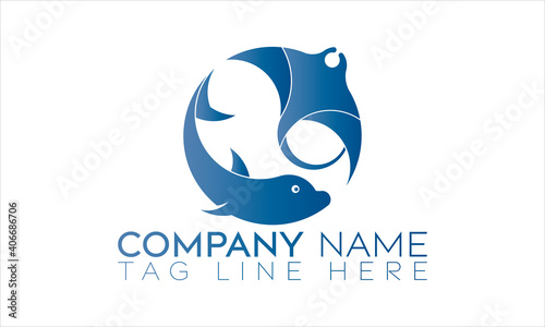 Dolphin and Manta ray fish logo