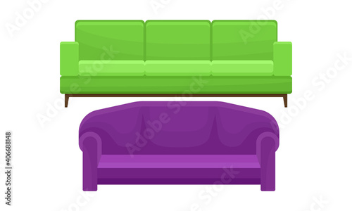 Couch or Sofa as Piece of Furniture for Seating Vector Set
