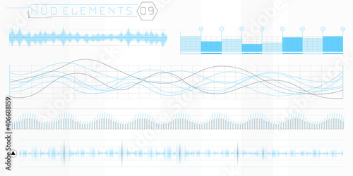 A set of HUD waves elements for a futuristic interface.