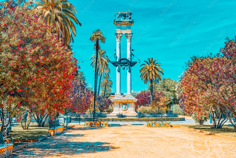 Obraz premium Beautiful park in the center of Seville - Prado de San Sebastian