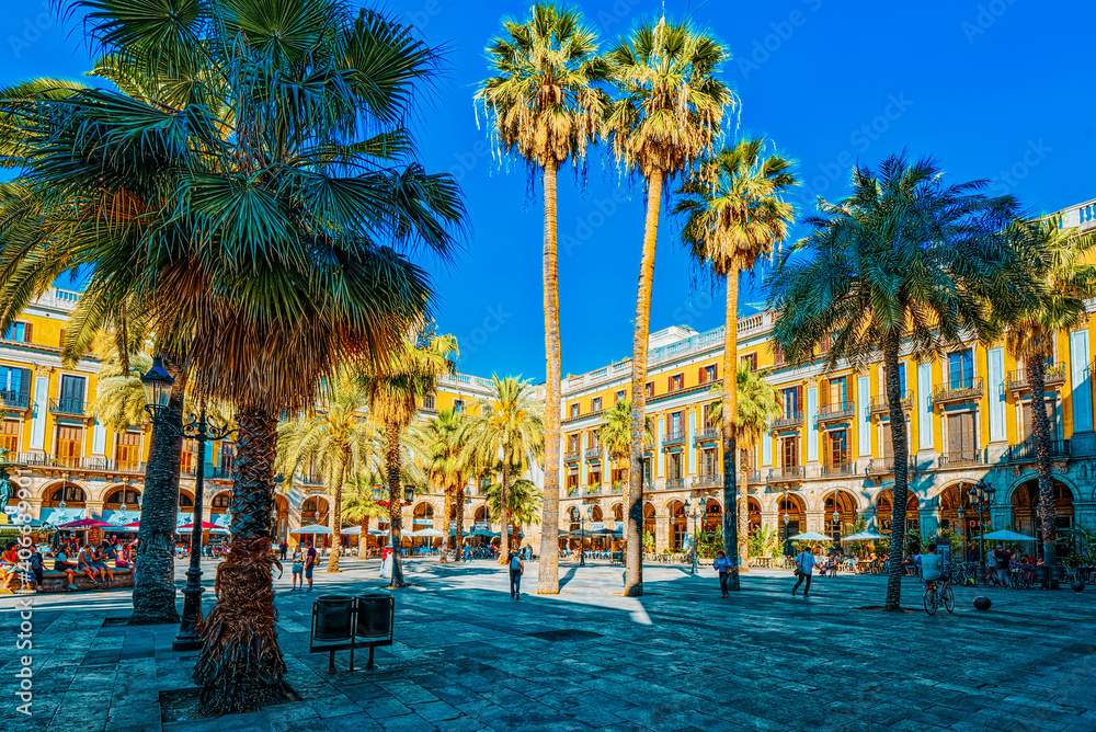 Obraz premium View of Royal Square (Placa Real) and Pedagogical Science Museum