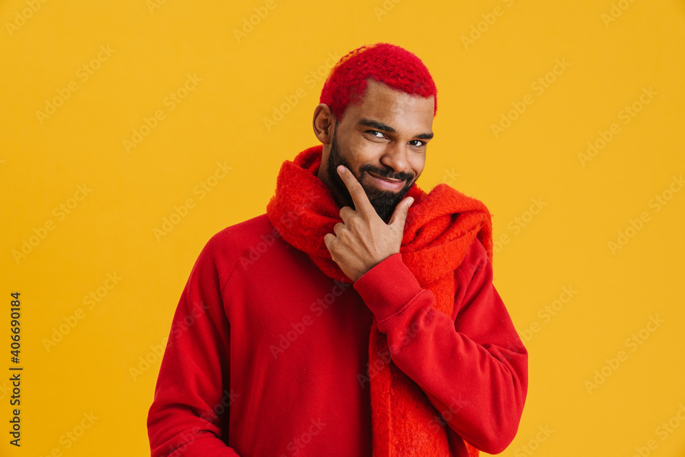 Joyful african american guy smiling and looking at camera Joyful african american guy smiling and looking at camera