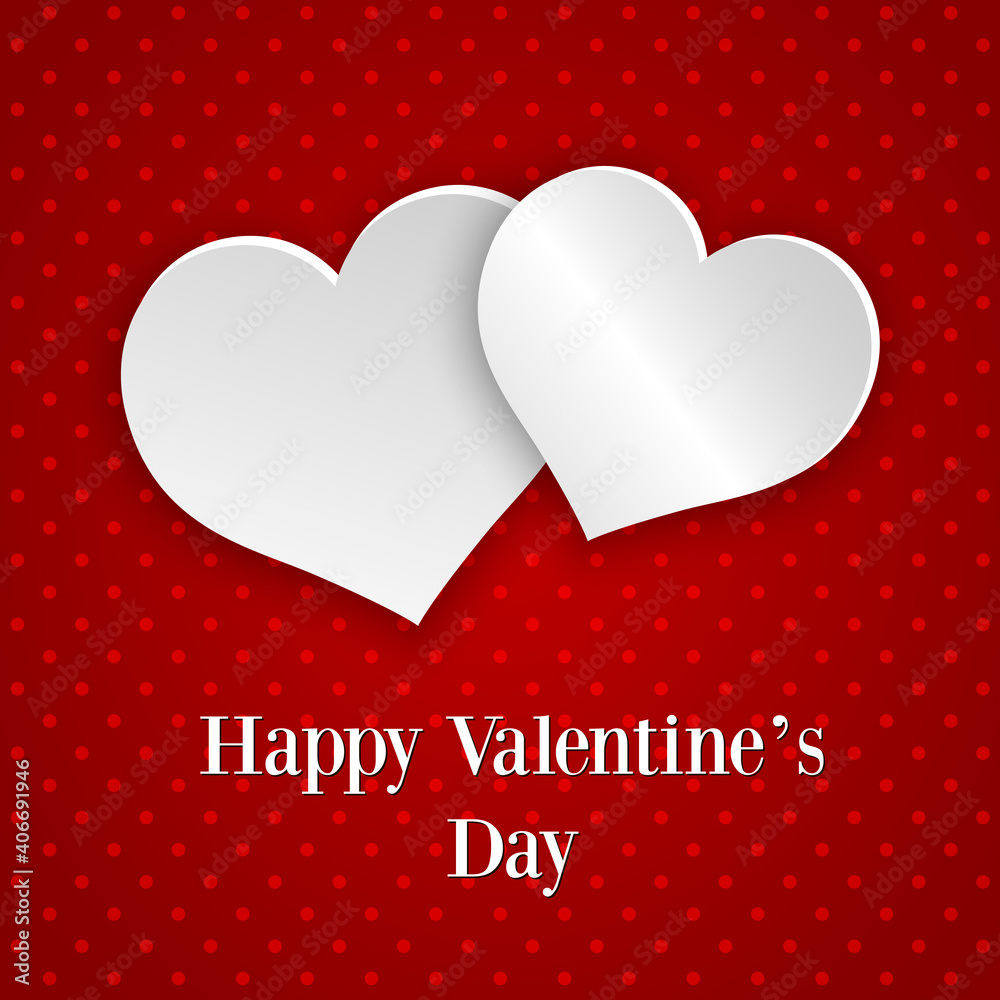 Happy Valentine's Day! Beautiful Heart! Abstract paper art 3D Hearts on Red background. Valentines Day card. Vector isolated illustration Happy Valentine's Day! Beautiful Heart! Abstract paper art 3D Hearts on Red background. Valentines Day card. Vector isolated illustration