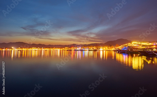 Embankment in Marmaris at summer evening.