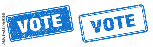 vote stamp set. vote square grunge sign