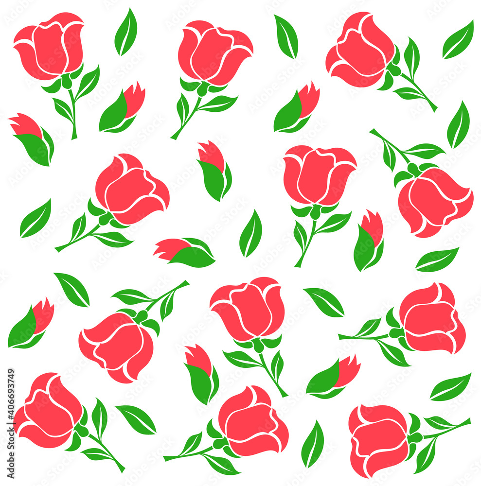 Rose Flower Vector seamless pattern stock illustration