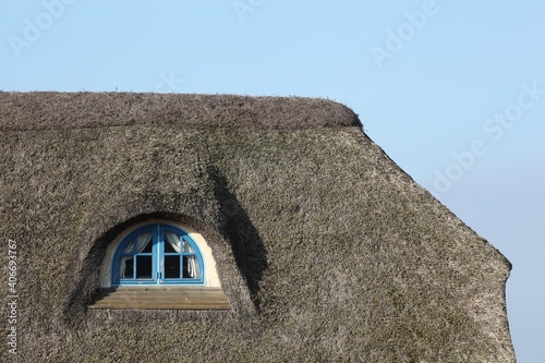 Typical thatched roof in Denmark photo