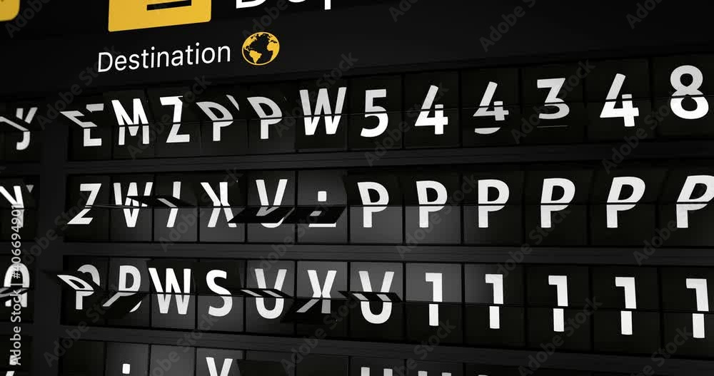 Flight Info Image Animation 3D generated animation, analog flight information display board with ...