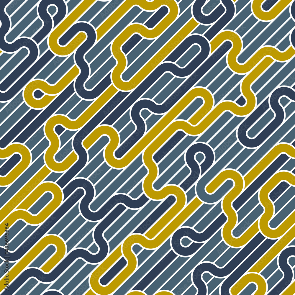 Lined seamless vector pattern with twisted lines, geometric abstract background, stripy net, optical maze, web network. Lined seamless vector pattern with twisted lines, geometric abstract background, stripy net, optical maze, web network.