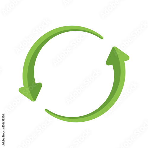 Round rotation arrow icon. Two arrow circle isolated. Recycle symbol. Vector illustration.