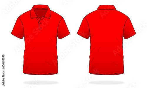 Blank red short sleeve polo shirt template vector.Front and back view. 
