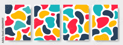 Set of abstract art background. Modern trendy blotch shape. Liquid shape elements. Fluid dynamical colored forms banner. Vector illustration.