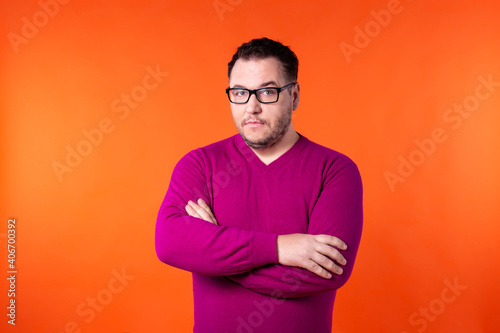 Adult attractive man on a colored background. Business and work.