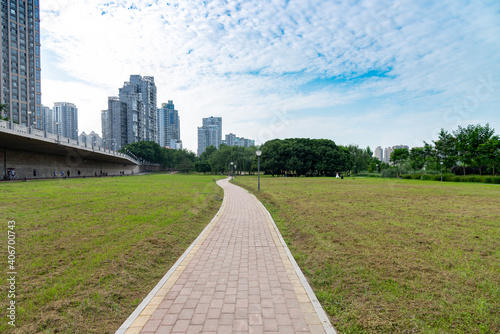 MianYang,Sichuan,China-Aug  2,2020:famous tieniu  square city scenery at mianyang ,china. photo