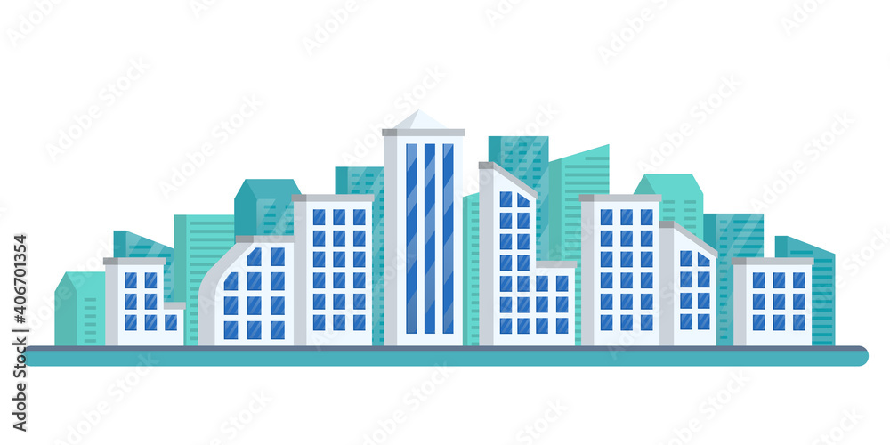 City skyline. Urban landscape. Cityscape with modern buildings. Vector illustration.