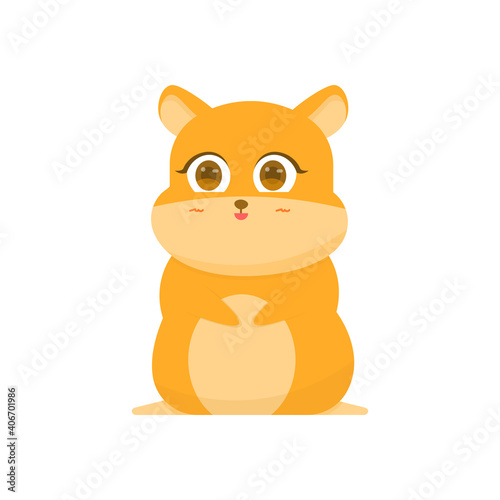 vector illustration of guinea pig or hamster character. happy hamster expression. funny  cute  and adorable animals. flat style. design elements. can be used for mascot stickers and logos