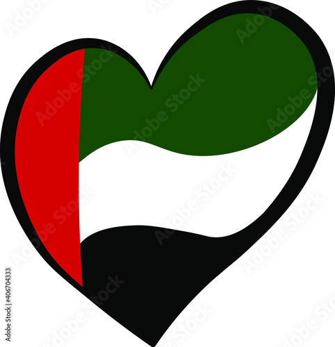 UAE national flag in the shape of heart  I love emirates and Dubai symbol logo