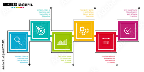 Infographics design vector and business icons with 6 options for presentation and web site	