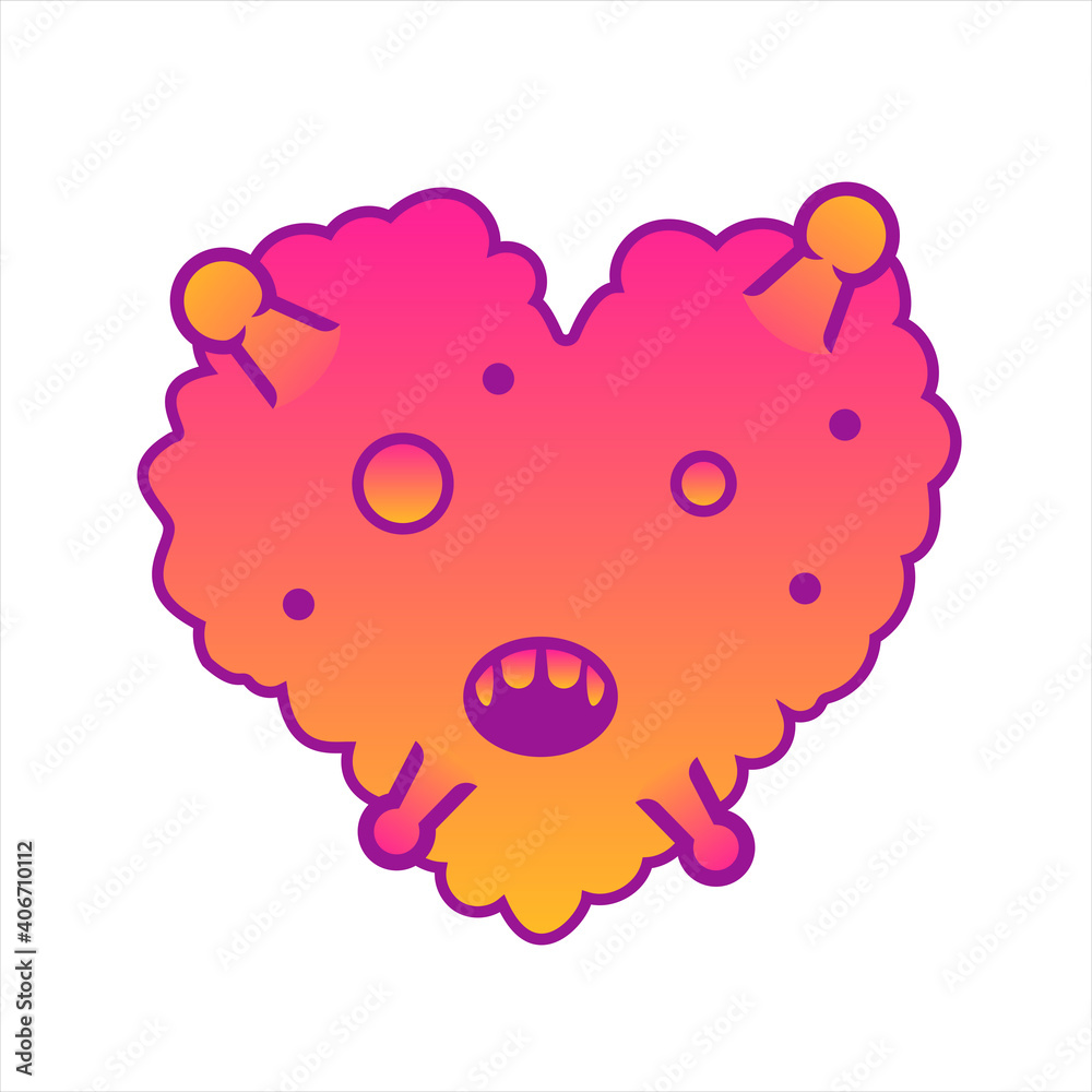 Vector heart virus design character. Vector heart virus design character.