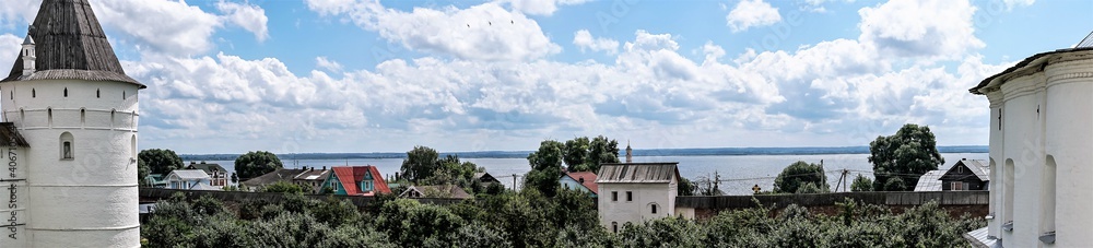 Russia, Rostov, July 2020. Panorama of the Metropolitan Garden and a view of Lake Nero. Russia, Rostov, July 2020. Panorama of the Metropolitan Garden and a view of Lake Nero.
